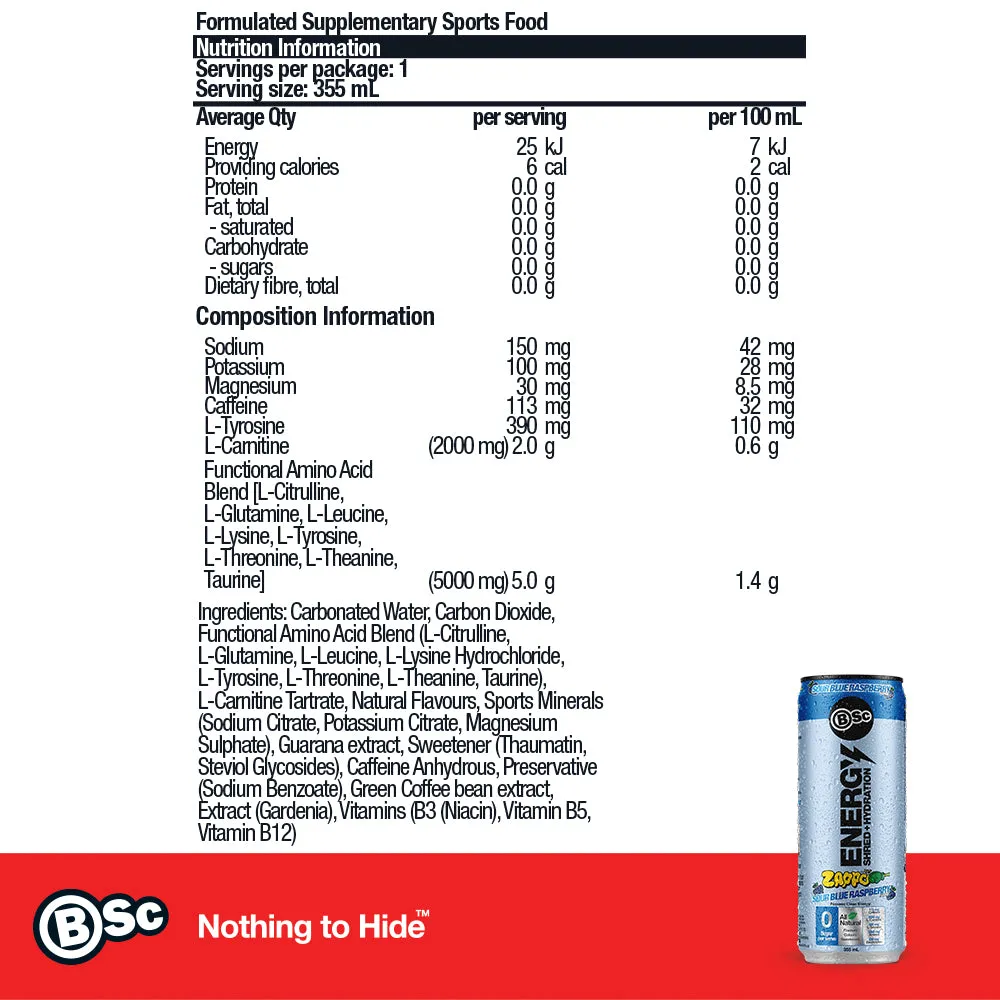 BSc Energy Shred+Hydration Zappo energidrik Sour Grape 12-pak