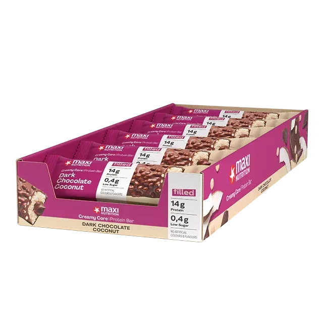 MaxiNutrition Creamy Core proteinbar dark chocolate coconut 12x45g