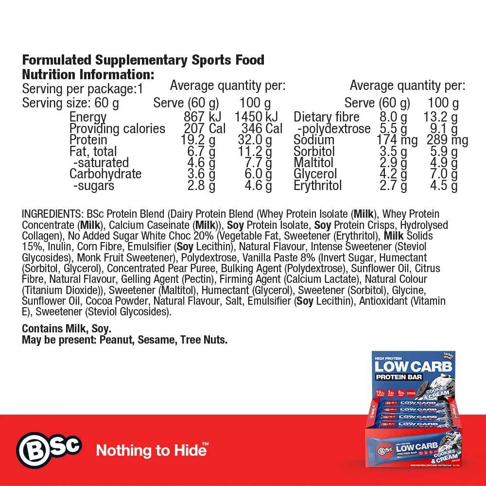 BSc High Protein Low Carb Bar 12 pak proteinbar 60g lowcarb