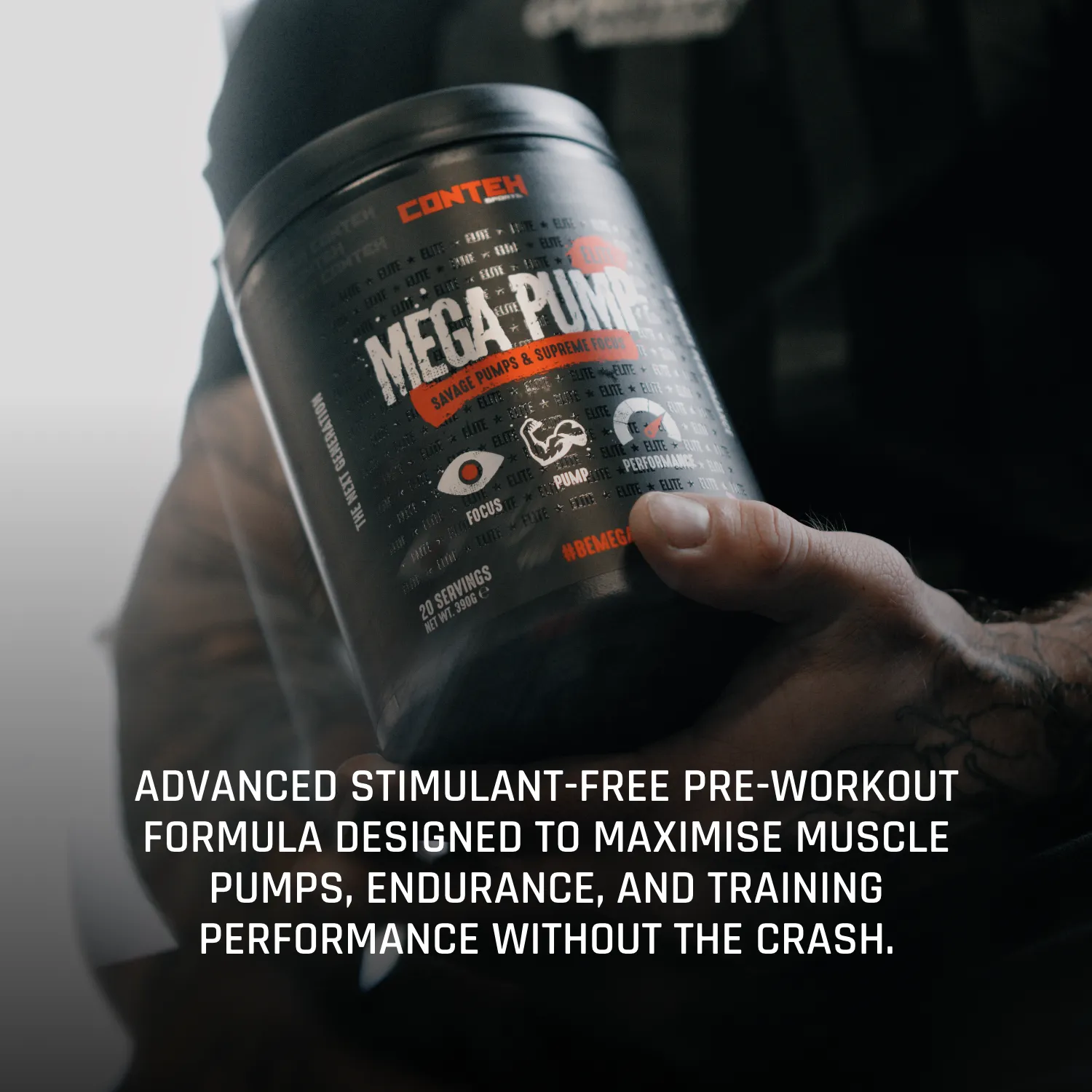Conteh Sports Mega Pump Elite pre-workout koffeinfri Grape