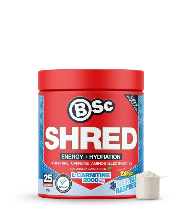 BSc Shred Energy Hydration pulver 275g blue raspberry koffein