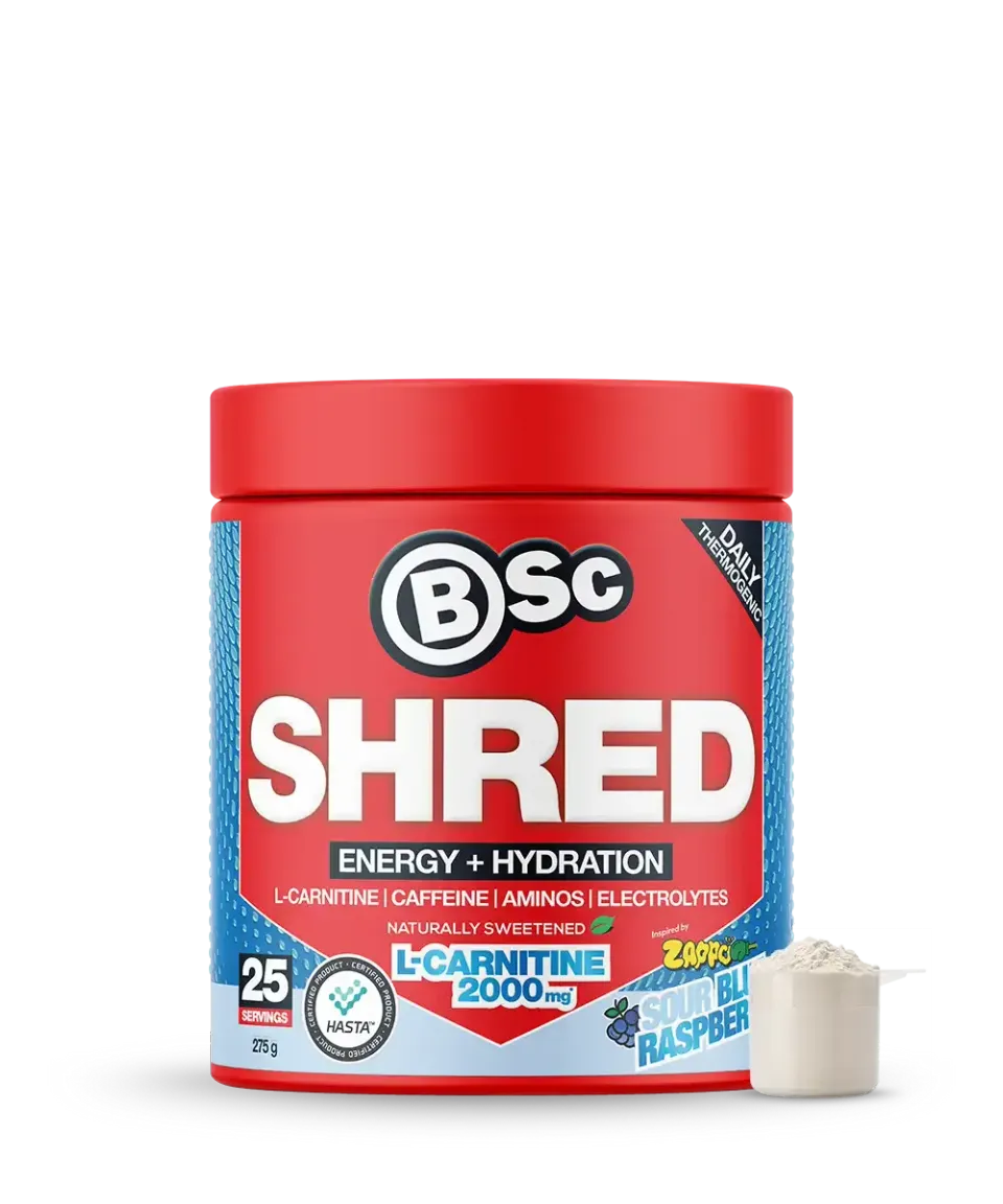 BSc Shred Energy Hydration pulver 275g blue raspberry koffein
