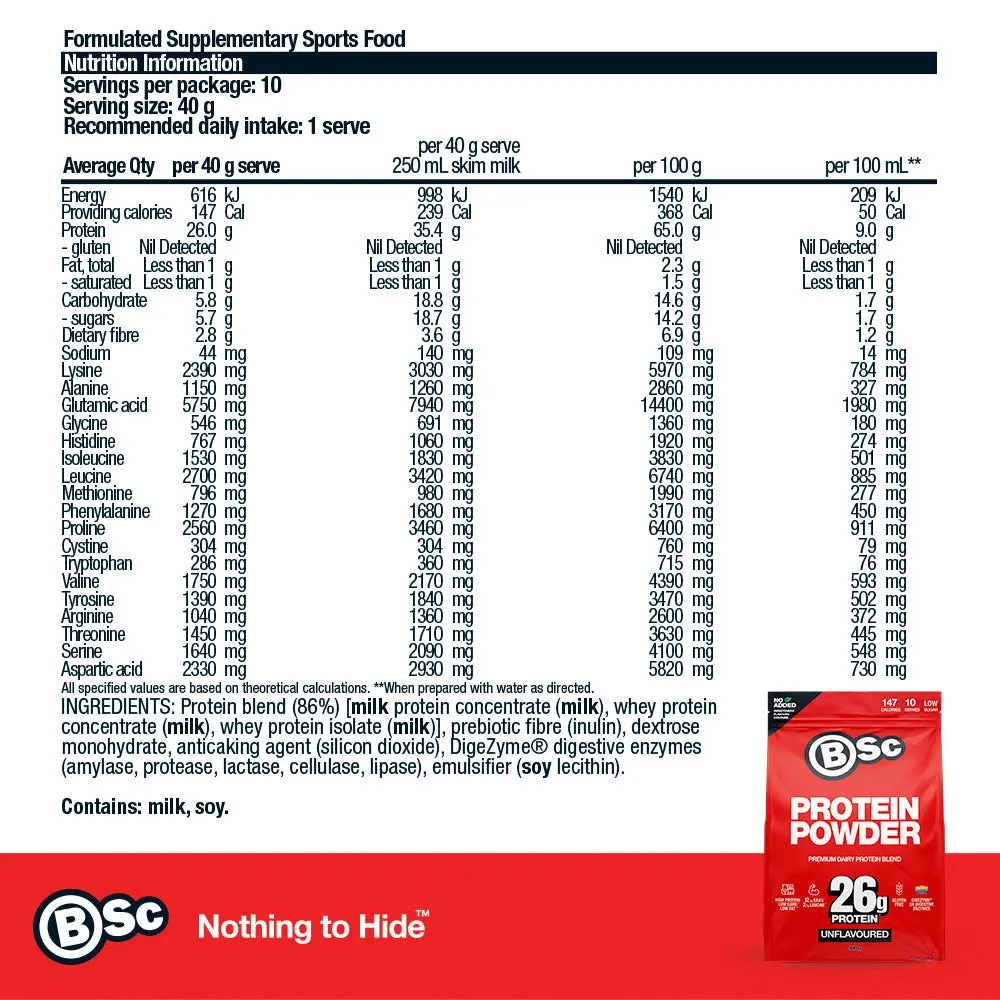 BSc Proteinpulver Vanilje 400g 26g Protein