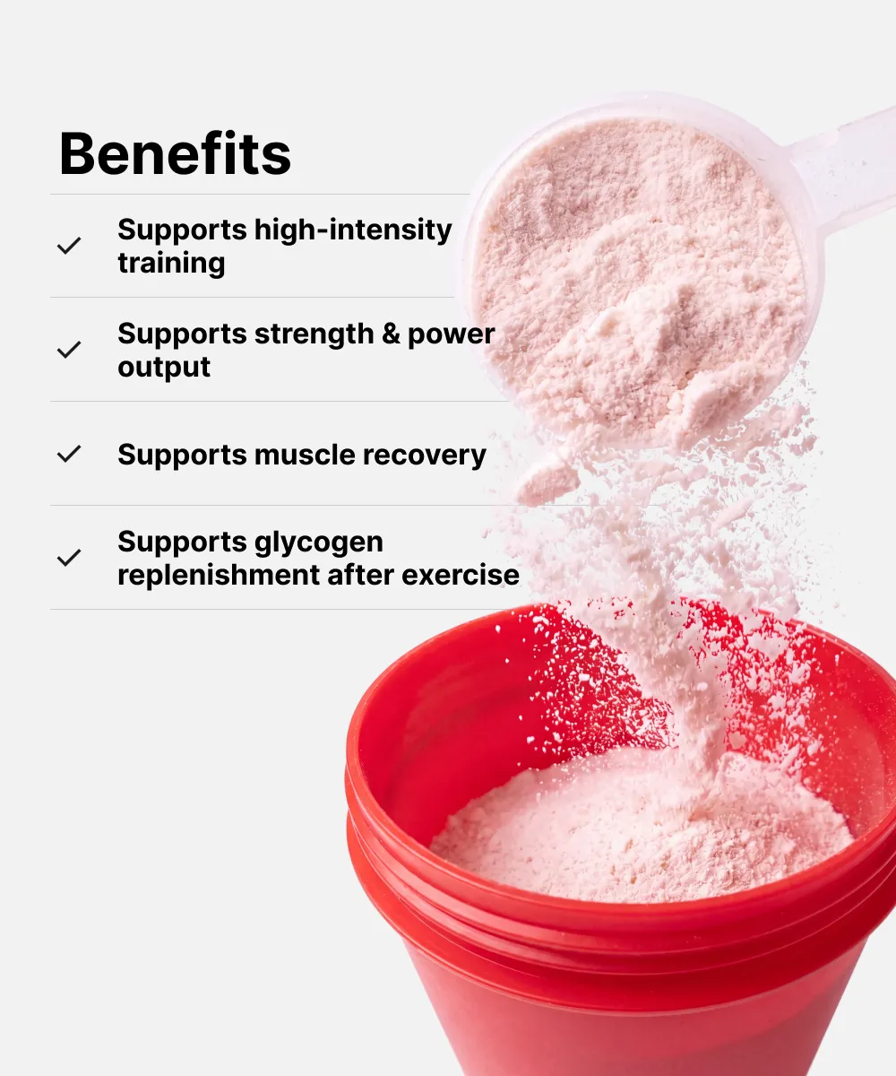 BSc Creatine Carbs Fuel pulver 720g hindbær kreatin