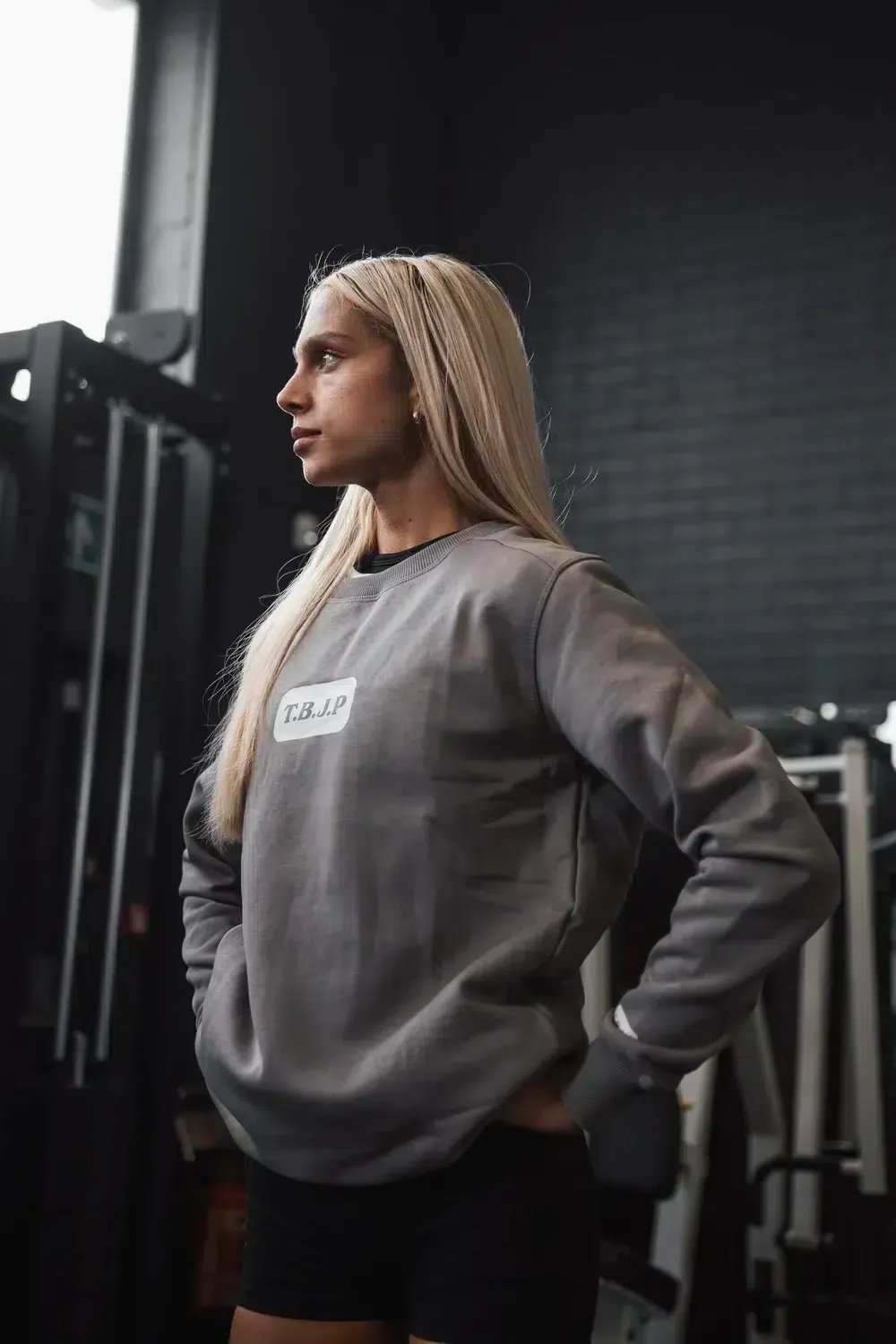 Trained by JP Hard Work Wins sweater grå bomuld