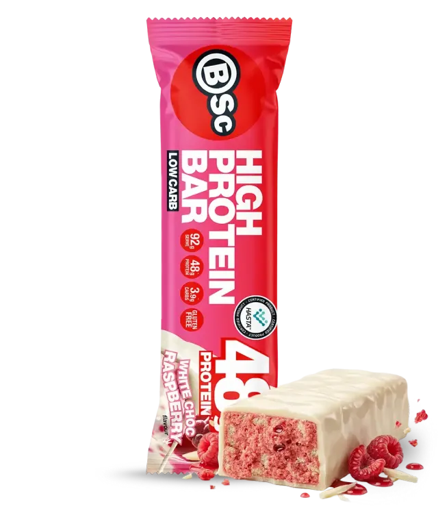 BSc High Protein Bar 12-pak 92g White Choc Raspberry 48g