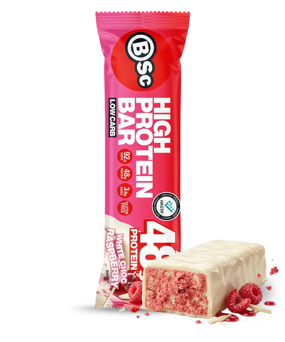 BSc High Protein Bar 12-pak 92g White Choc Raspberry 48g