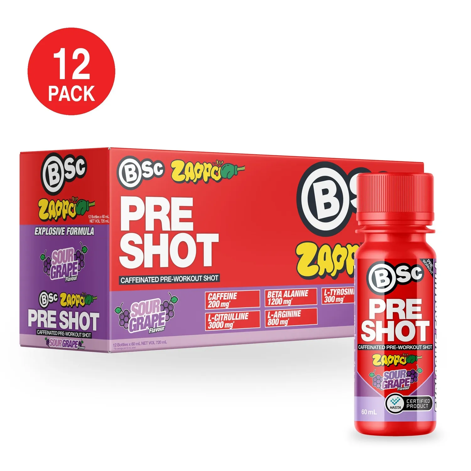 BSc Pre-Workout Shot pre workout shot Zappo Sour Cola 12-pak