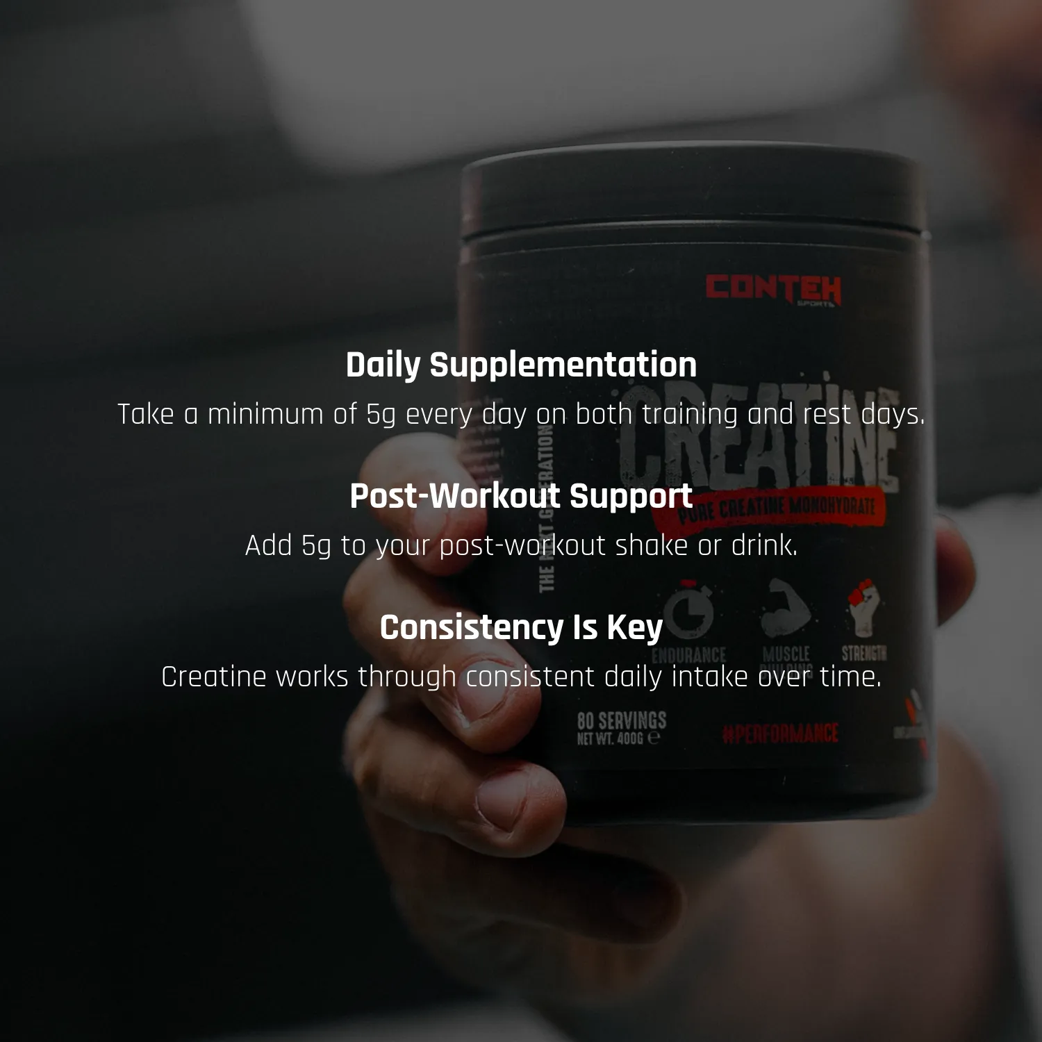 Conteh Sports Creatine Monohydrate kreatin pulver 1 kg