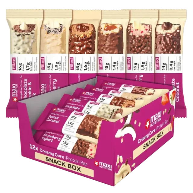 MaxiNutrition Creamy Core proteinbar mix variety box 12 stk