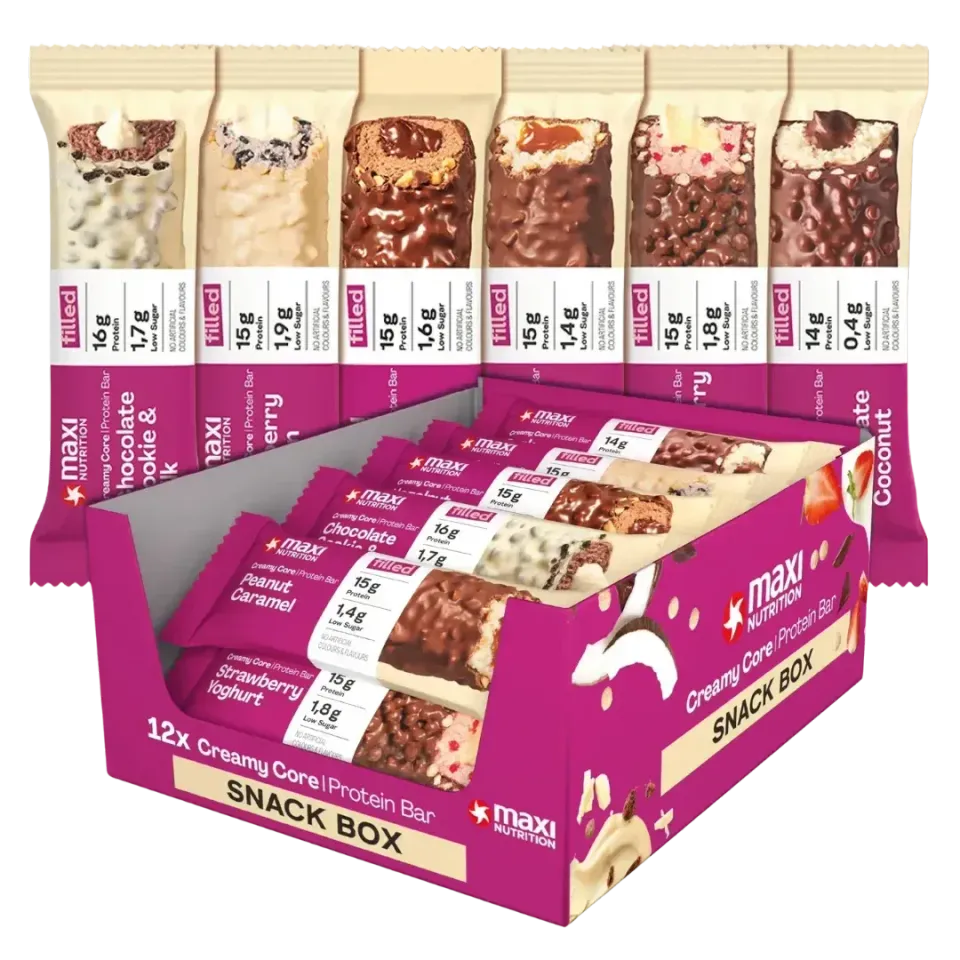 MaxiNutrition Creamy Core proteinbar mix variety box 12 stk