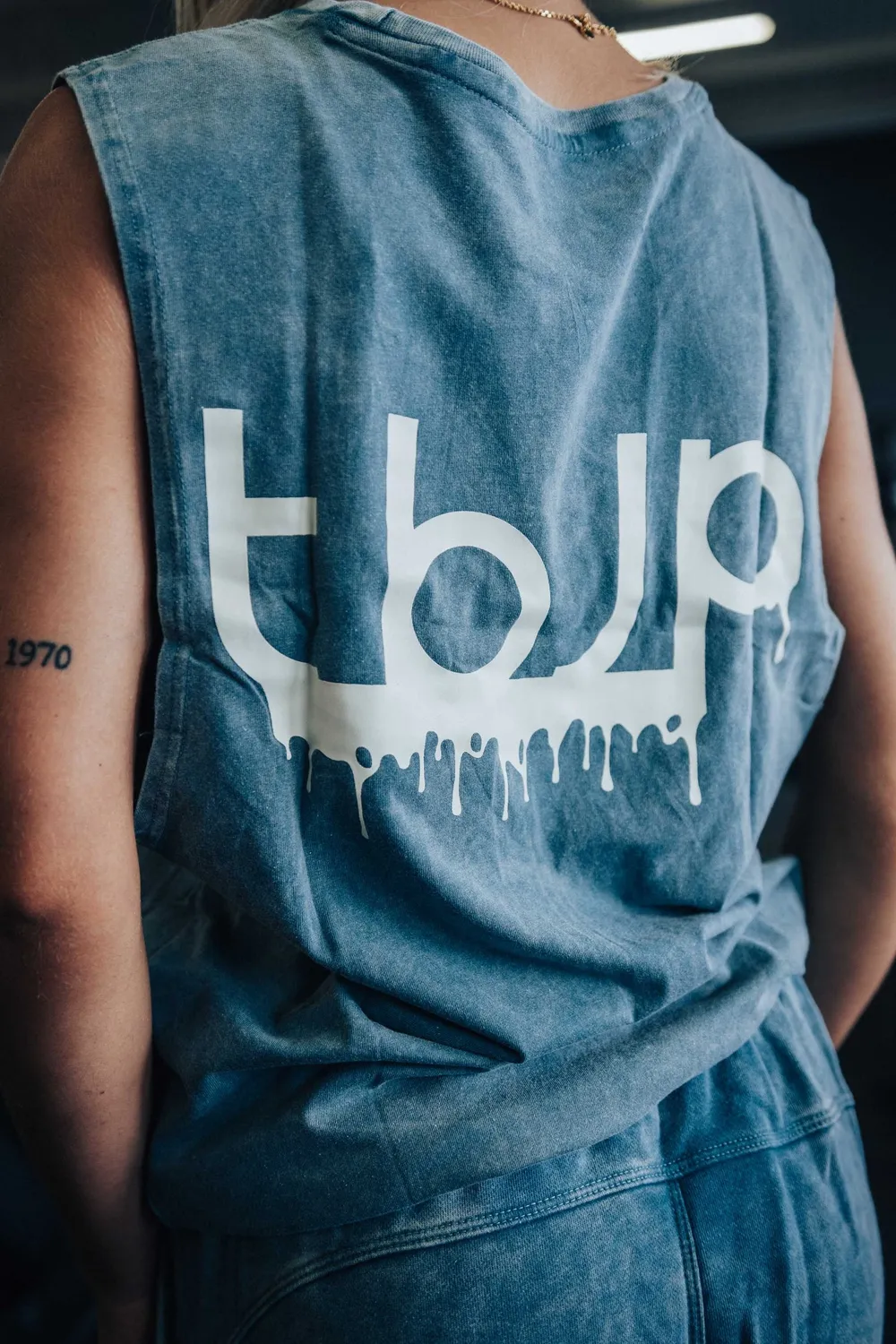 Trained by JP Drip Logo Vest tanktop blå-grøn bomuld