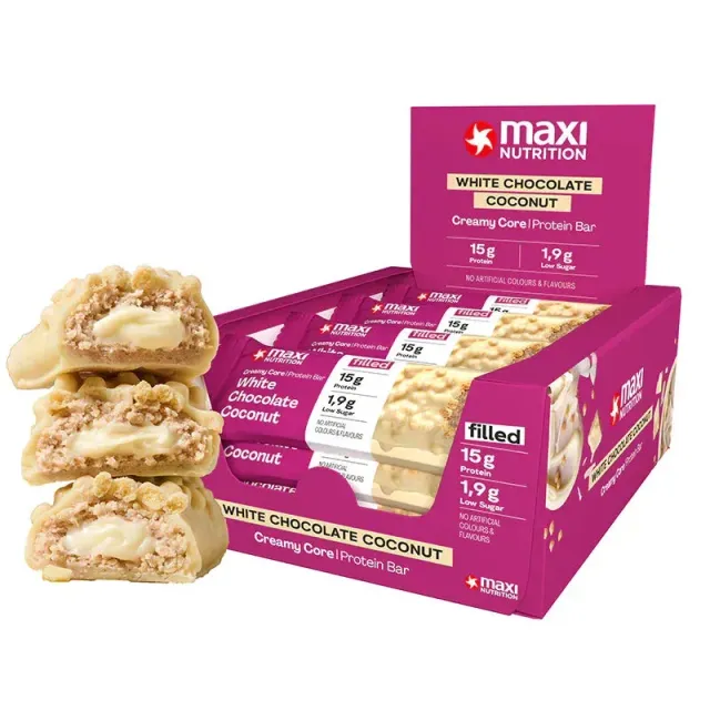 MaxiNutrition Creamy Core proteinbar hvid kokos 12x45g