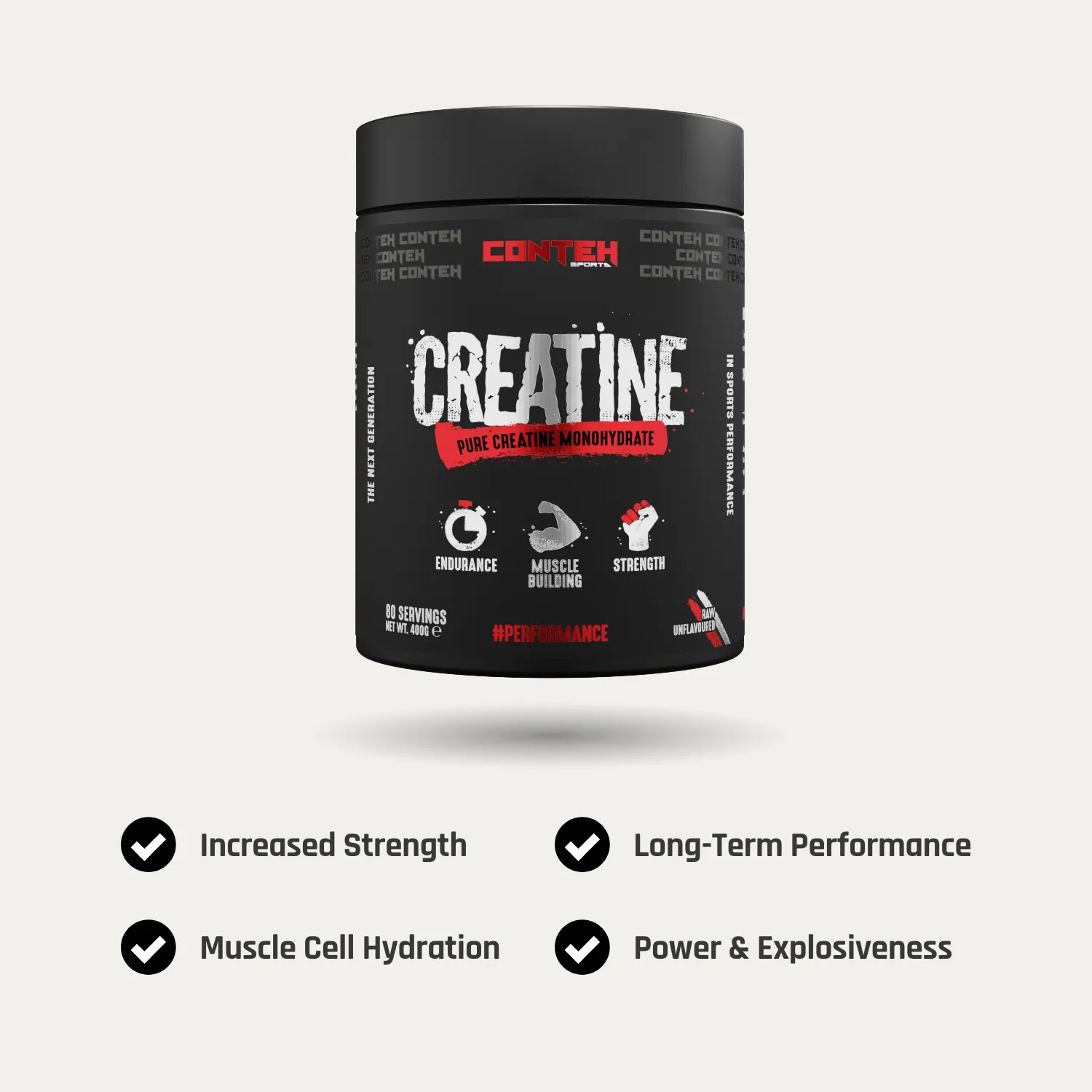 Conteh Sports Creatine Monohydrate kreatinpulver 400 g styrke