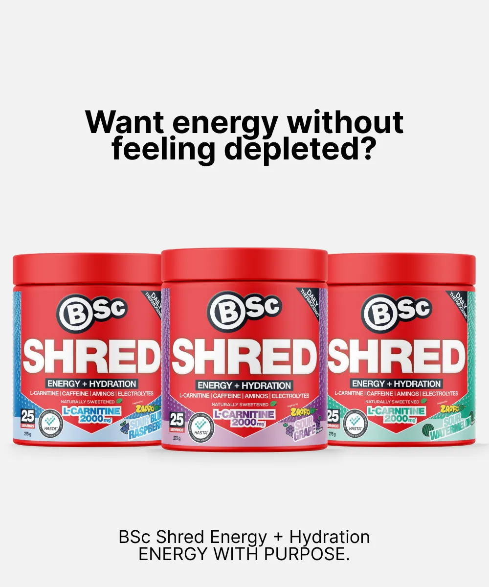 BSc Shred Energy Hydration pulver 275g blue raspberry koffein
