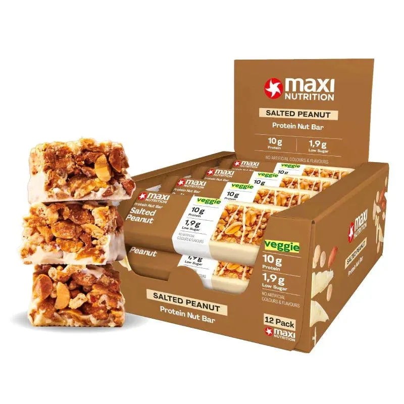 MaxiNutrition Protein Nut Bar Dark Chocolate Peanut 12x46g vegansk