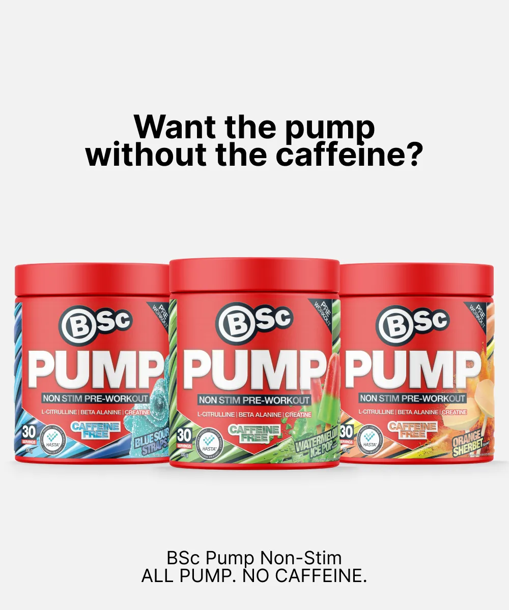 BSc PUMP Non-Stim pre-workout 300g blue sour straps