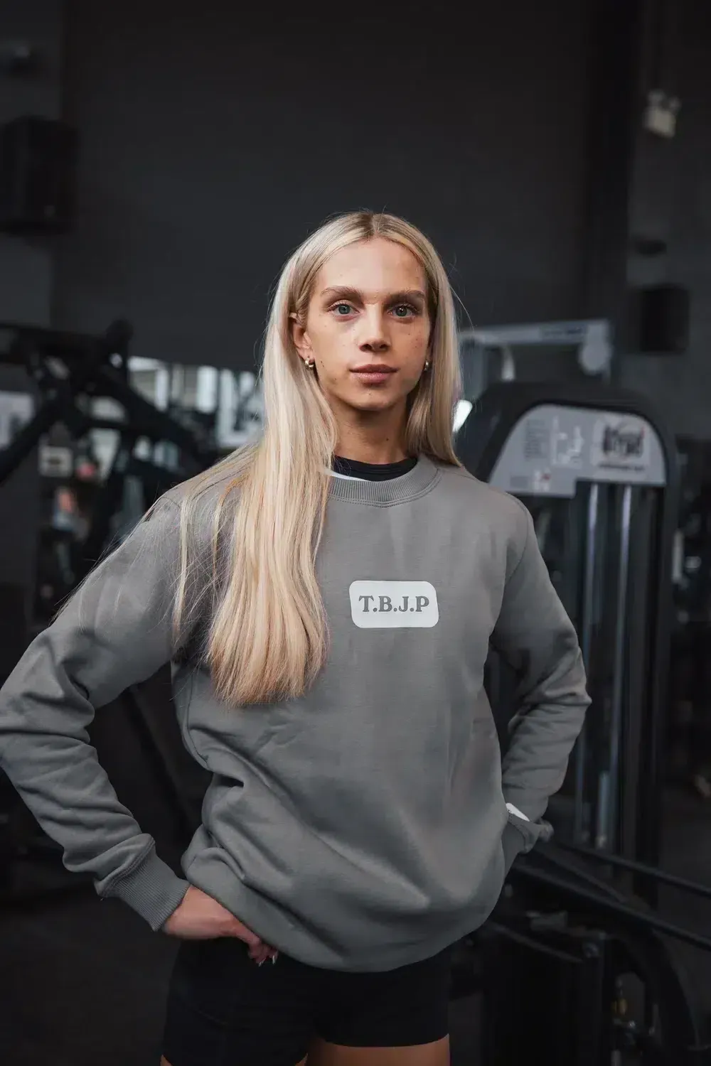 Trained by JP Hard Work Wins sweater grå bomuld