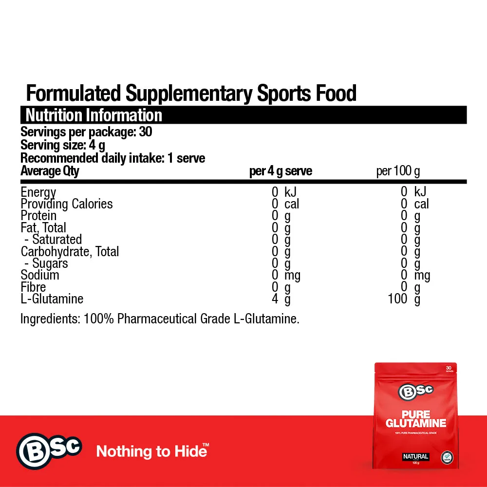 BSc Supplements Pure Glutamine glutaminpulver 120g Natural